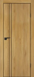 Межкомнатная дверь P-20  черный молдинг PET,  кромка ABS черная c 4-х ст. Дуб золотистый