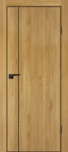 Межкомнатная дверь P-21  черный молдинг PET,  кромка ABS черная c 4-х ст. Дуб золотистый