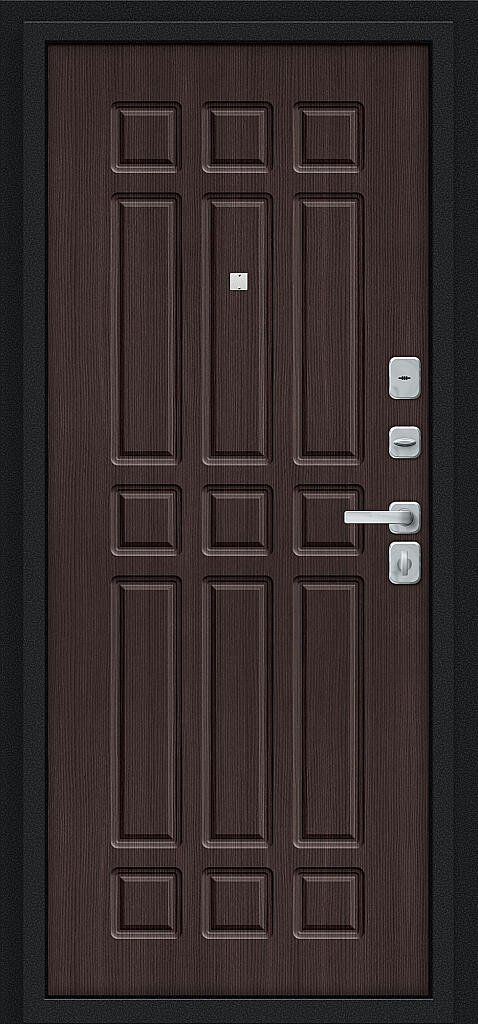 Входная дверь Мило МФ/BChrome Букле черное/Wenge Melinga BR6203 внутренняя сторона