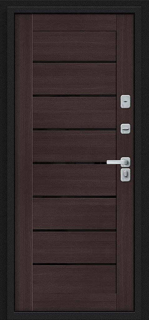 Входная дверь Техно Д2/BChrome Букле черное/Wenge Melinga BR6214 внутренняя сторона
