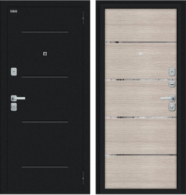 Дверь Браво Лайн/BChrome Букле черное/Cappuccino Melinga