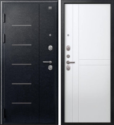 Дверь V-06 Черный муар - Белый